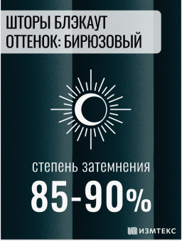 Блэкаут Бирюзовый 150х250, крепление люверсы, 2 шт