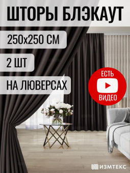 Блэкаут Коричневый 250х250, крепление люверсы, 2 шт